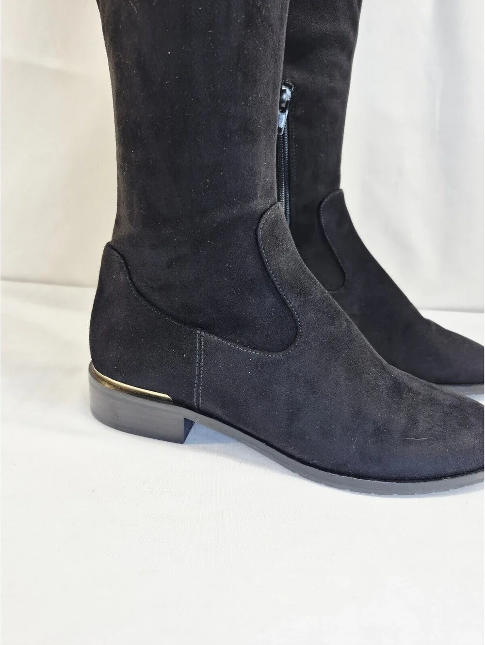 Ivanka Trump Women's 7M Black Suede Over The Knee Low Heel Boots